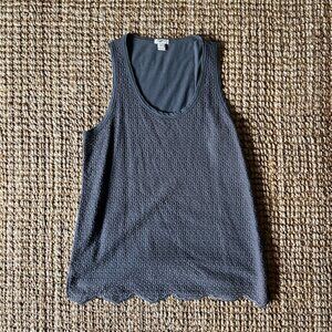 Long Gray J.Crew Tanktop with Faux Crochet Pattern